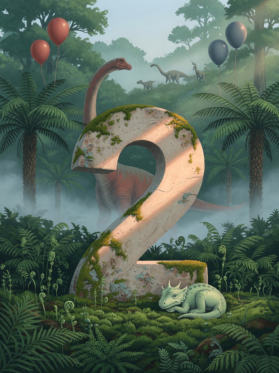 The birthday number, carved in mossy stone among the ferns.